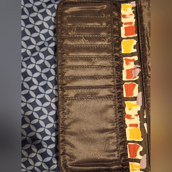Vera Bradley Trifold Wallet Painted Feathers Organizer Clutch - Picture 3 of 5